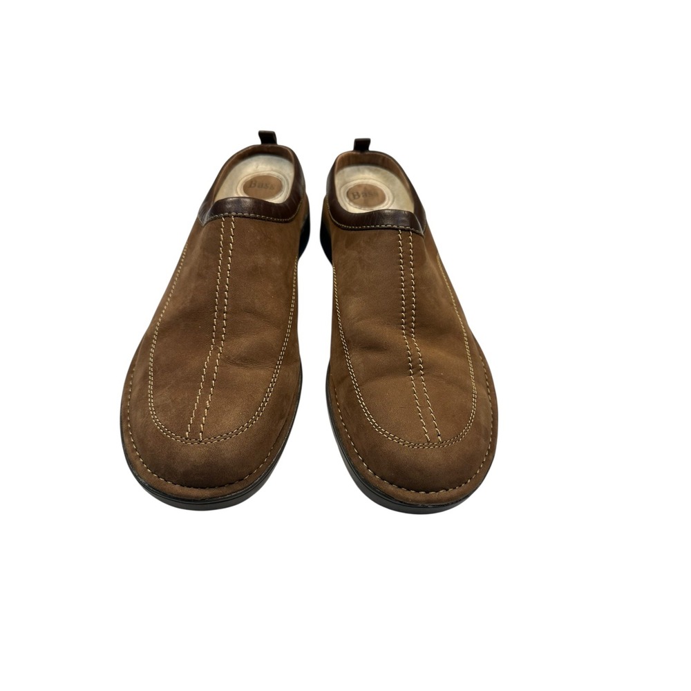 Bass Brown Suede Leather Clogs Comfort Casual Slip On Shoes Women's